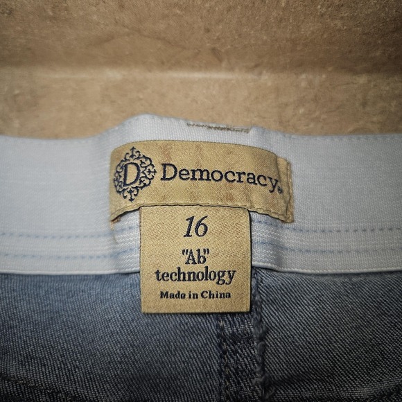 Democracy Jeans Women 16 Blue High Rise Wide Leg Crop Ab Technology Stretch - Picture 5 of 13